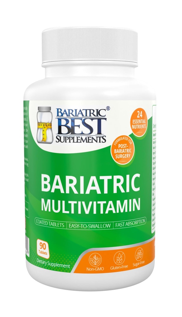 Bariatrinen monivitamiini, jossa on rauta ohitusleikkaukseen ja hihanjälkeiseen leikkaukseen, energialisät, 90 tablettia, 24 olennaista ravintoainetta, Bariatric Surgerons per ASMBS Ohjeet