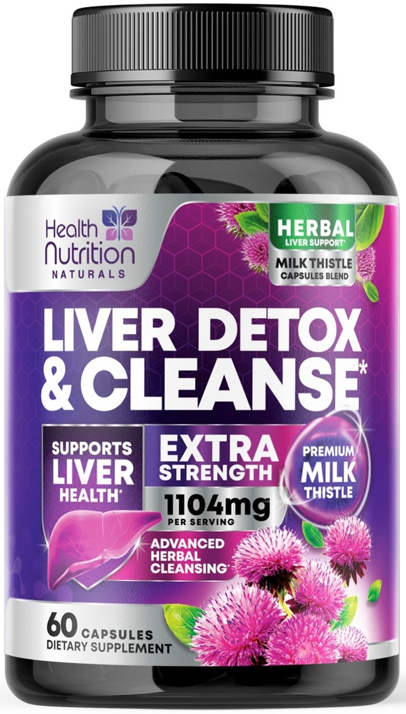Lempeä maksa Cleanse Detox & Repair Formula - Advanced Liver Support Supplement with Silymarin Milk Thistle, Voikukan juuri, Artisokkauute, Kurkuma, Koliini, & Punajuuret - 60 kasviskapselit
