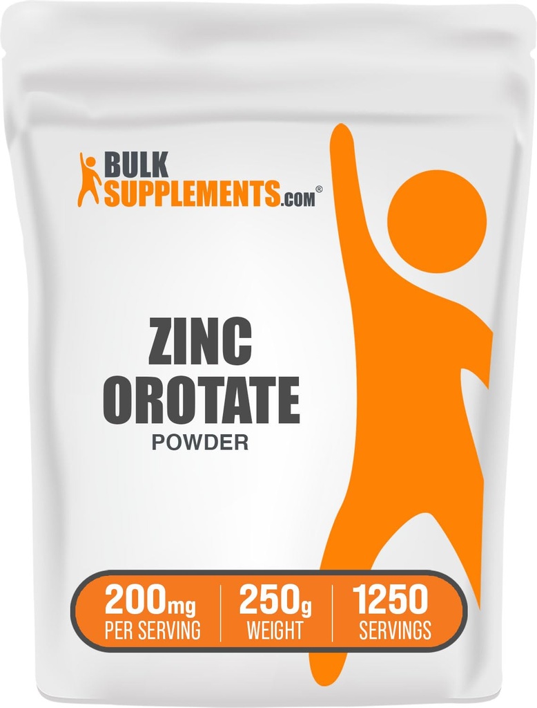 BulkSupplements.com Sinkki Orotate Powder - Sinkki Minerals Supplement, for Immune Support - Gluteeniton, 200 mg per tarjoilu, 250g (8.8 oz) (Pakkaus 1)
