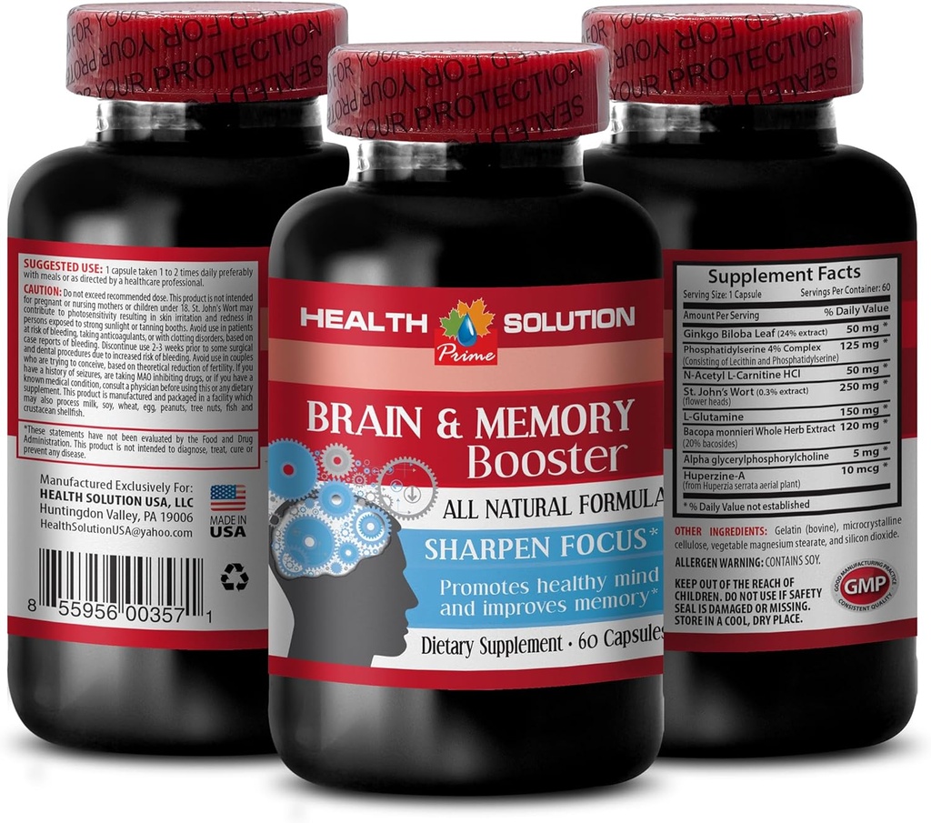 Ginkgo biloba uutteen lehti - BRAIN JA MEMORY BOOSTER - parantaa - aivojen muisti täydentää - ginkgo biloba ote, aivolisät muistia ja keskittyä, keskittyä ja energia täydentää 1 pullo 60 kapselia