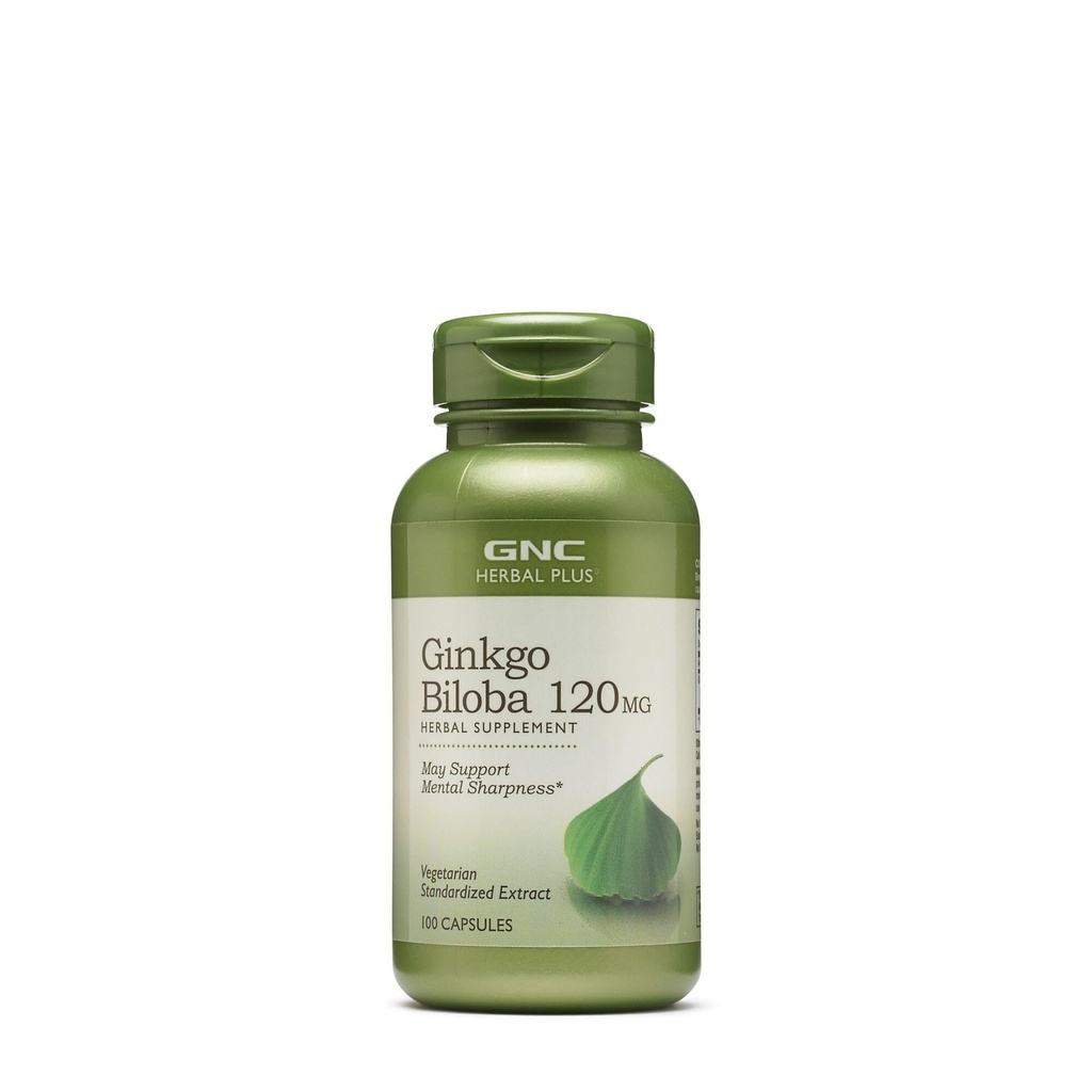 GNC Herbal Plus Ginkgo Biloba 120mg täydentää, kasvissyöjä, tukee henkistä terävyyttä, 100 tarjoilua