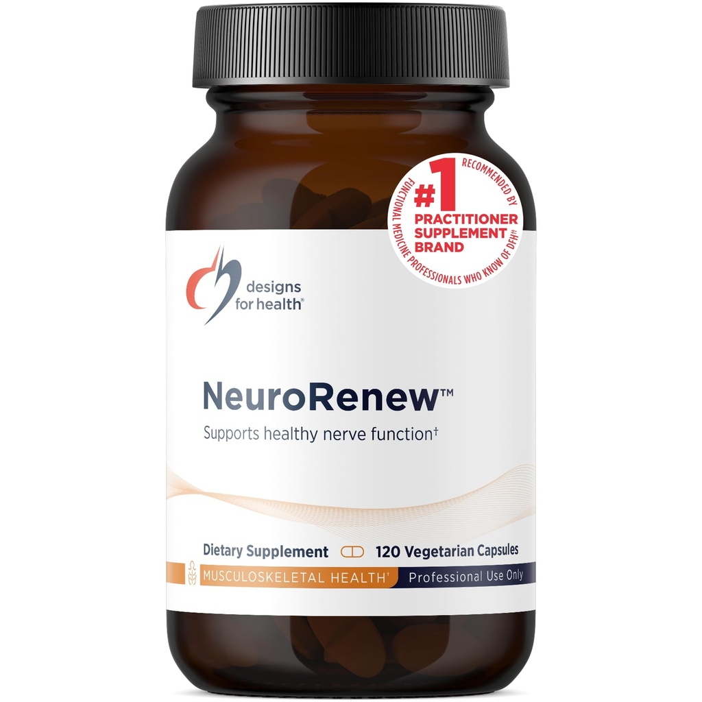 Designs for Health NeuroRenew - 5-MTHF med vitamin B6 (p-5p), Methyl B12, Acetyl L-Carnitine, B1 (Benfotiamine) + More - Stöder hälsosam nervfunktion - Non-GMO Supplement (120 kapslar)