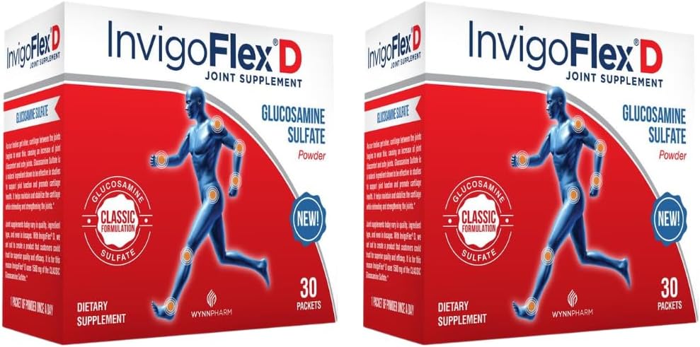 INVIGOFLEX 1500 mg Glukosamiinisulfaattijauhetta (Classic Formulation) - Premium Joint Supplement polville, kädet, takaisin ja Hip Support D: Glukosamiinisulfaatti, Packets - 60 Packets