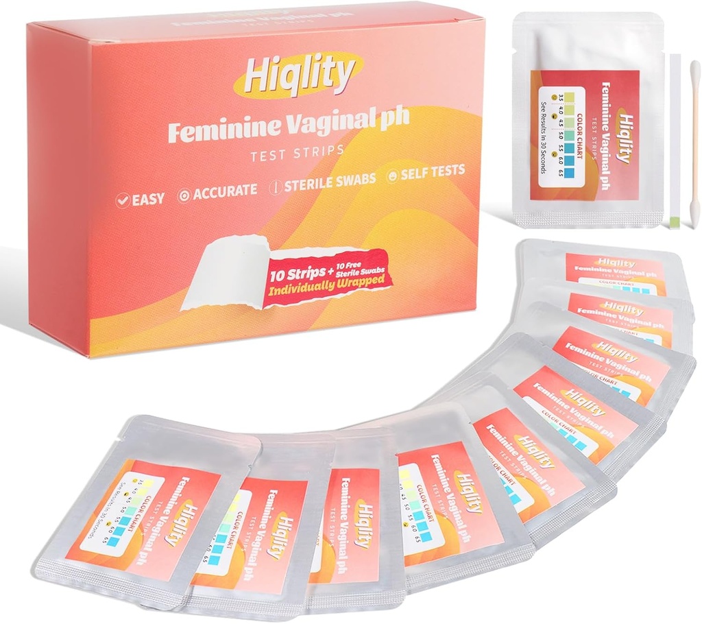 Emättimen pH testiliuskat Sterile Swabs, Feminine Health emättimen pH testiliuskat Kits, emättimen PH Balance ja Jeast Infektio Test, erikseen pakattu BV testiliuskat naisille, 10 pussia