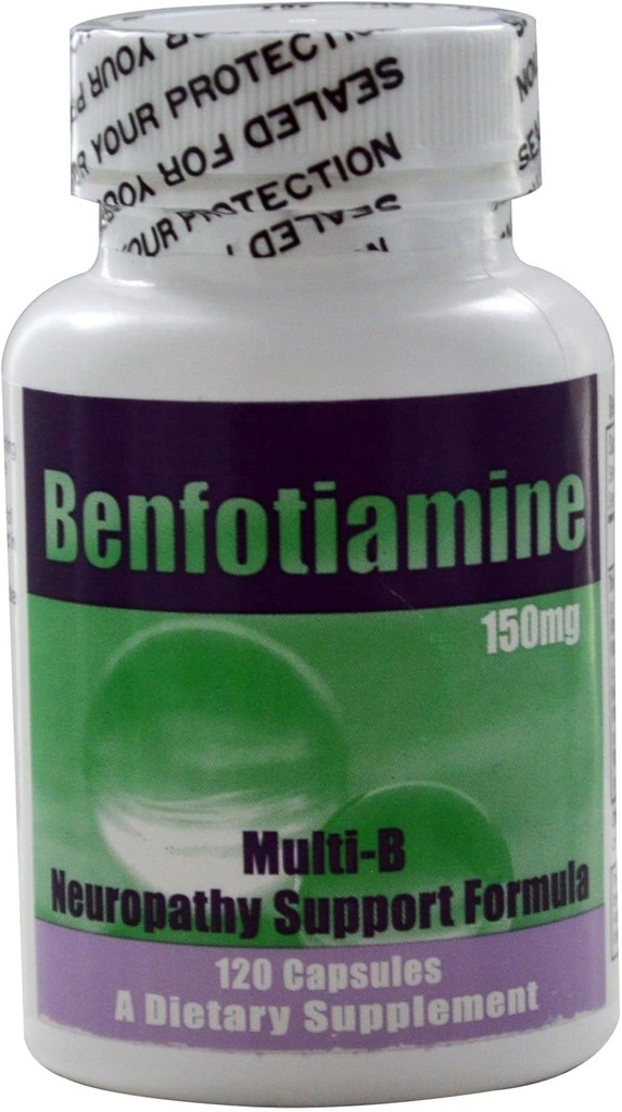 Tuoretta valmistajalta! Benfotiamine Multi-B Neuropatian tuki Formula 150 mg, 120 kapselia - 3 pakkaus