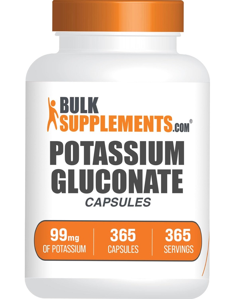BulkSupplements.com Kaliumglukonaattikapselit - Kaliumglukonaattikapselit, Kaliumglukonaatti 99 mg, Kaliumlisä - Gluteeniton, 1 kapseli tarjoilua kohti, 365 kapselia (Pack of 1)