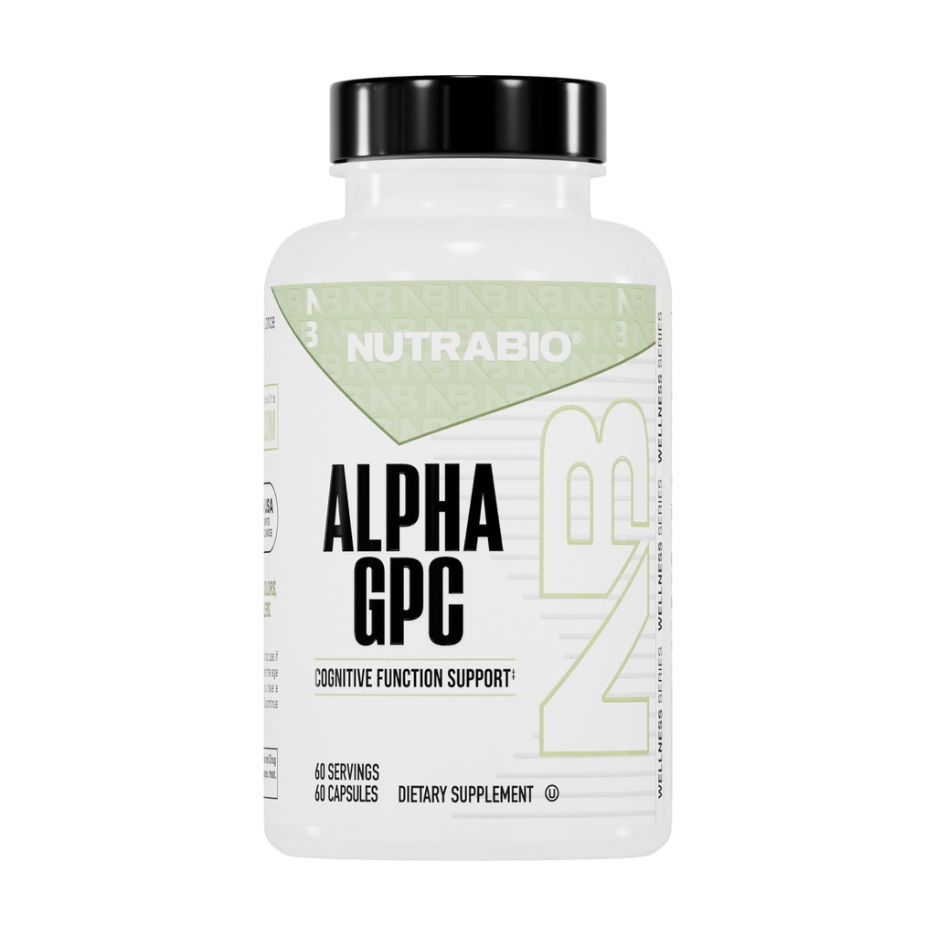 NutraBio Alpha GPC, aivojen tuki ja parempi muistitoiminto, 300mg - 60 Vihanneskapselia
