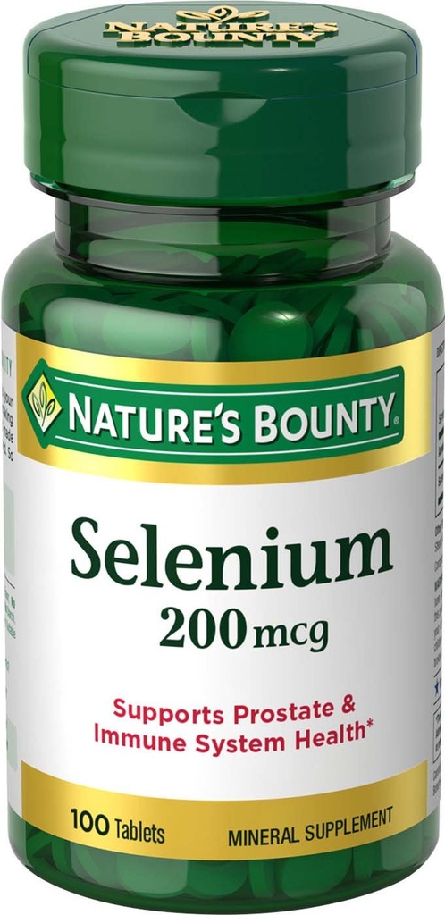 Nature's Bounty Selenium, tukee eturauhasen ja immuunijärjestelmän terveyttä, 200 mikrog, 100 tablettia