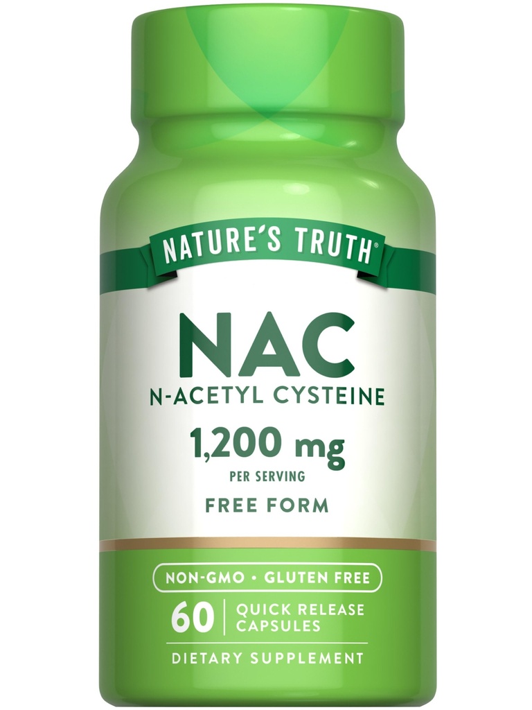 Naturens Sanning NAC Supplement | N Acetyl Cysteine | Gratis formulär Aminosyra | 1200 mg | 60 kapslar | Non-GMO och Gluten fri tillägg