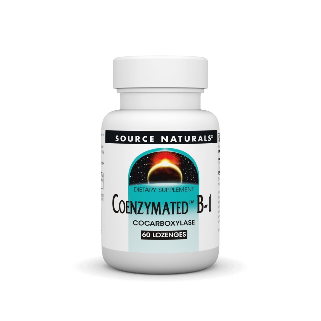 Source Naturals Coenzymated B-1 25mg Nopeasti toimivat Thiamin Cokarboksilase Quick-Disolve - 60 Lozenges