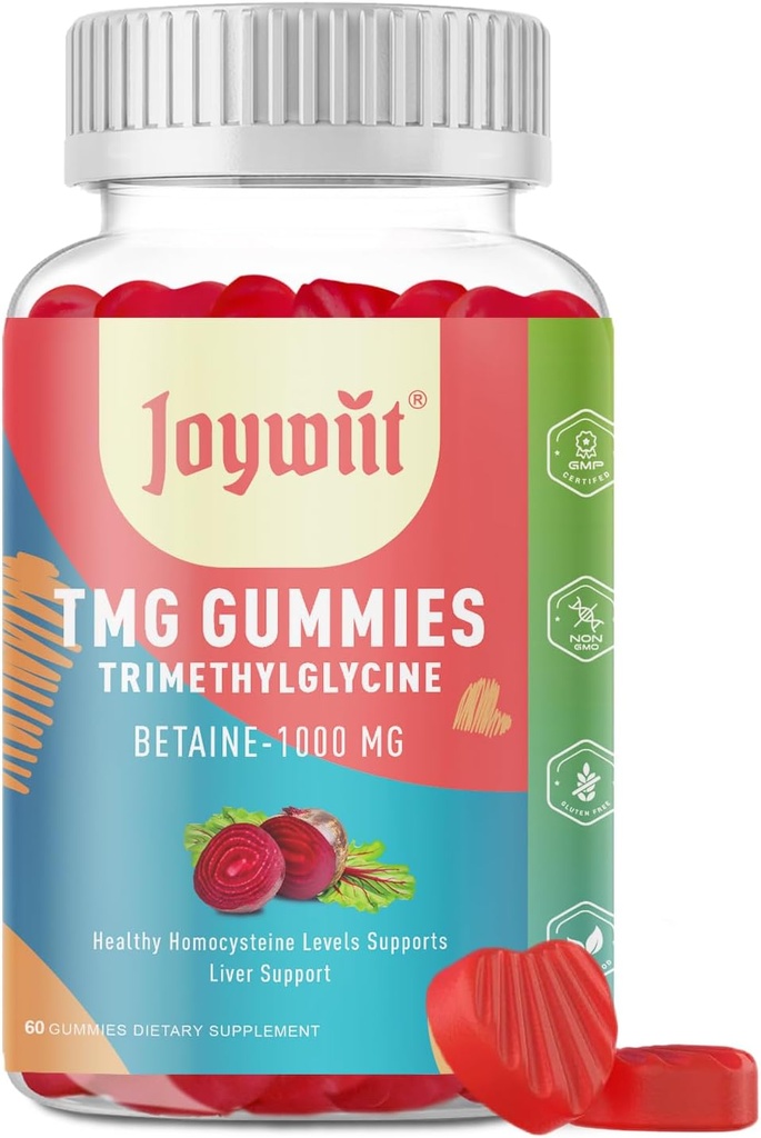 Tmg Trimetyyliglysiini Gummies Lisäravinteet 1000 mg Betaine Vedetön Tmg Gummies, Homokysteiinitasot, energia, metyyli & immunosupport, maksan terveys, Gluteeniton, 60 Ct