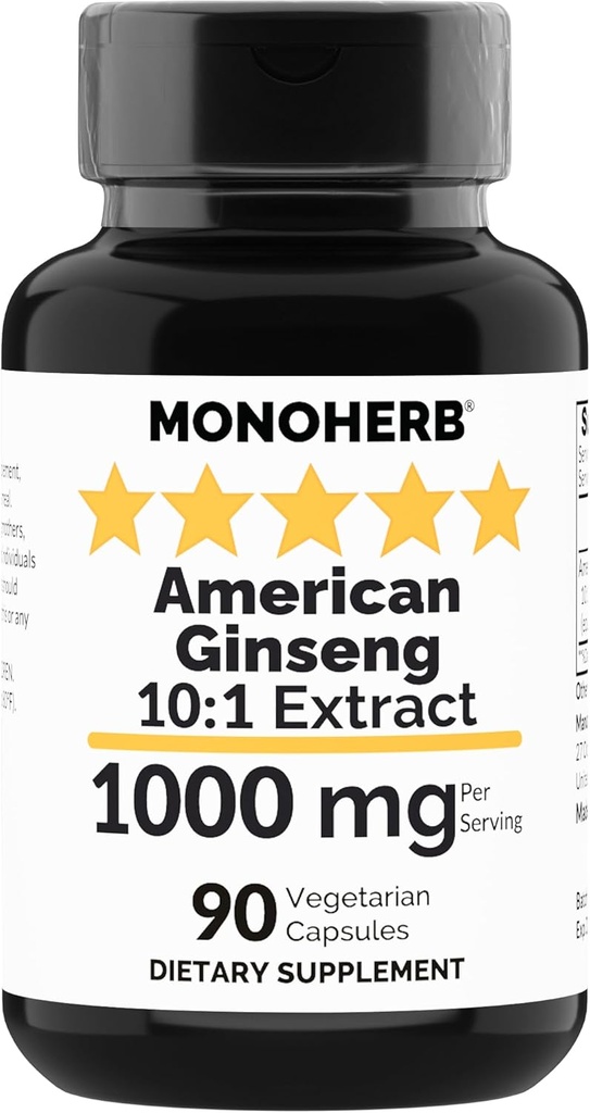 MONOHERB American Ginseng Extract 1000 mg - 90 kasvissyöjäkapselia