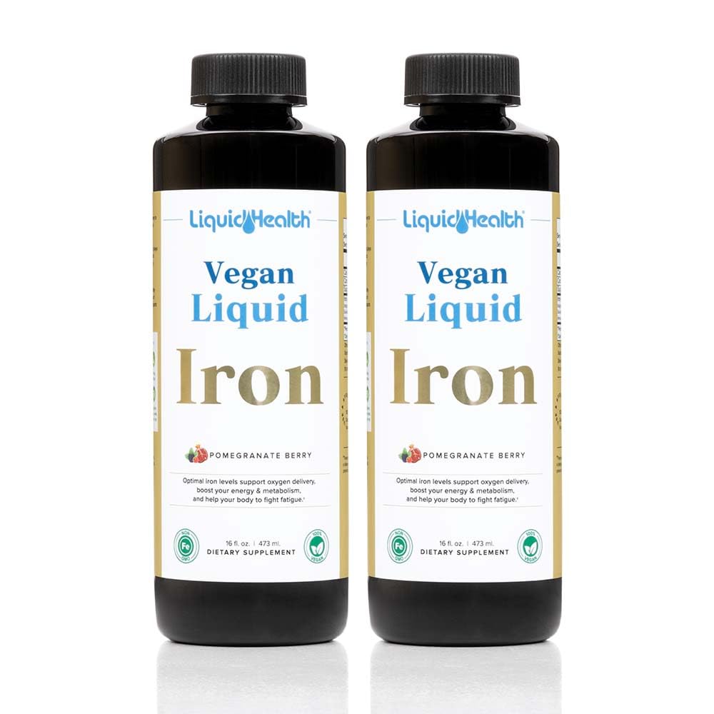 LIQUIDHEALTH Vegaaninen nestemäinen rauta SunActive & Ferrochel Fe - Natural Energy, Immunomy System & Metabolic Support, lisätä mielen kirkkautta, prenatal / Postnatal - USA Made, non-GMO (2 pakkaus)