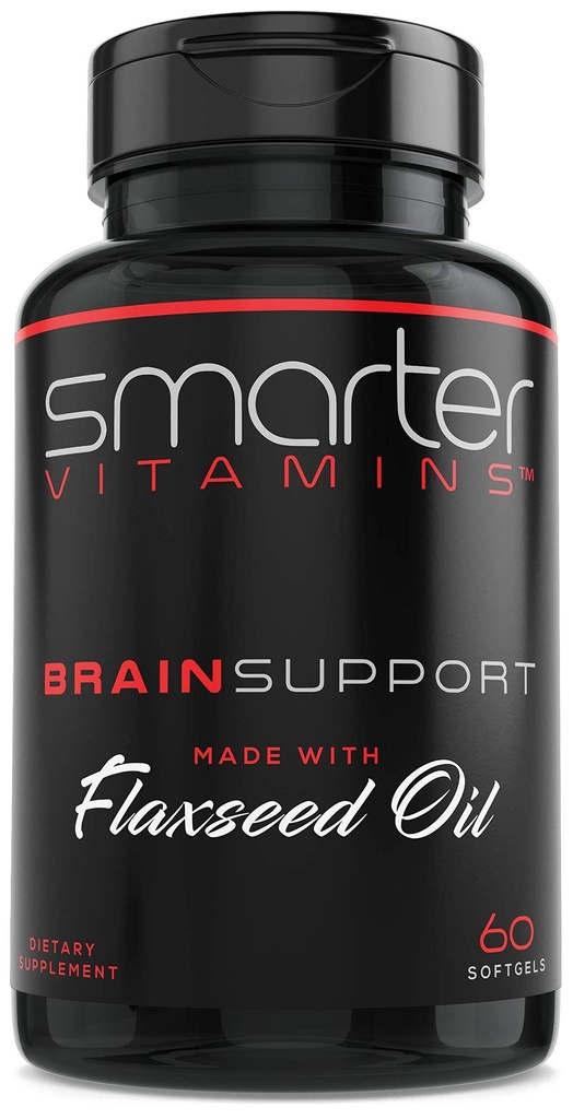 Smartter Brain Support Nootropic Supplement, Valmistettu alfa-GPC, L-tyrosiini & Acetyl L-karnitiini ALCAR, pellavansiemenöljy, ALA DHA, 60 Softgel energia pillereitä
