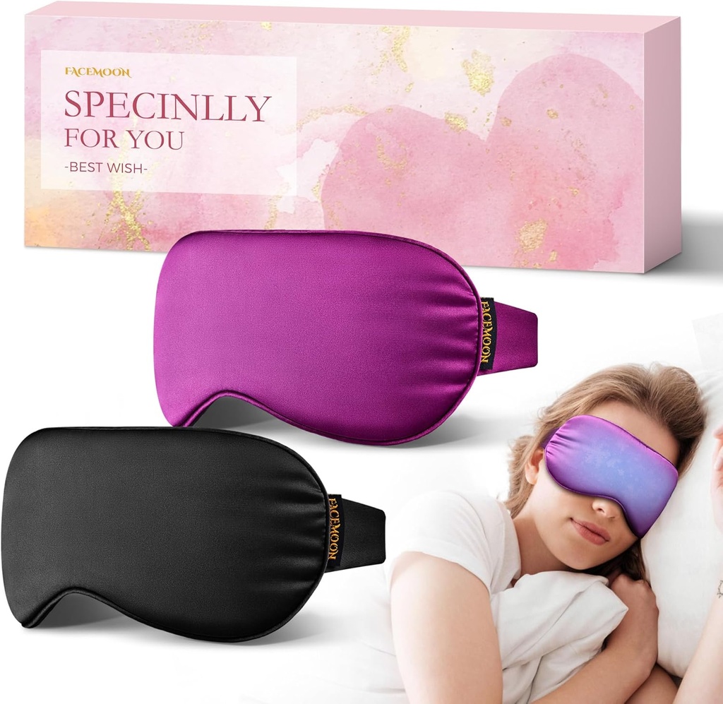 2PCS Cold Eye Mask: Jäähdytys silmänaamio Puffy silmät, päänsärky, migreenit Relief - kylmä compress pimeät ympyrät, väsyneet silmät, leikkauksen jälkeen - Uudelleen käytettävä Gel Ice Pack, painotettu uninaamio(musta, purppura)