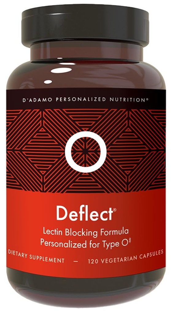 D'Adamo Personoitu ravitsemus Deflect Lectin Blocker (Blood tyyppi O) - 120 kasvissyöjä kapselit. Metabolia Booster. Immuunituki. Made in the USA.