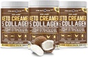 Collagen Keto Coffee Creamer Powder 12.22 oz, 3 kpl pakkaus, hydrolysoitu kollageeni Peptides Coconut MCT Öljy, magnesium, makuamaton proteiinijauhe, sokeriton kahvi kerma smoothies