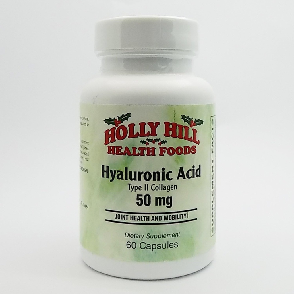 Holly Hill Health Foods, hyaluronihappo (tyyppi II Collagen) 50 MG, 60 kapselia