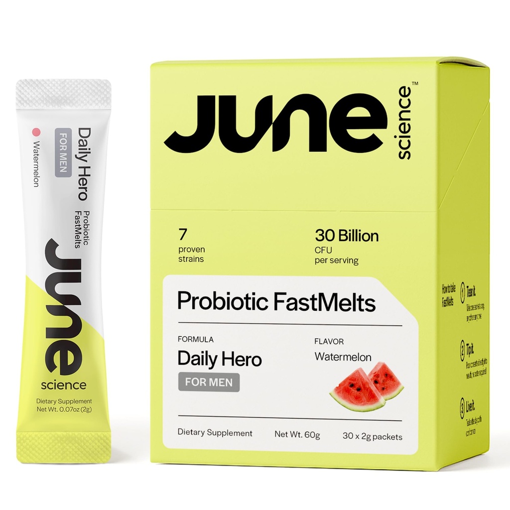 Daglig hjälte för män | Fast Melt Pre + Probiotic för Män (30 Pack, Watermelon)