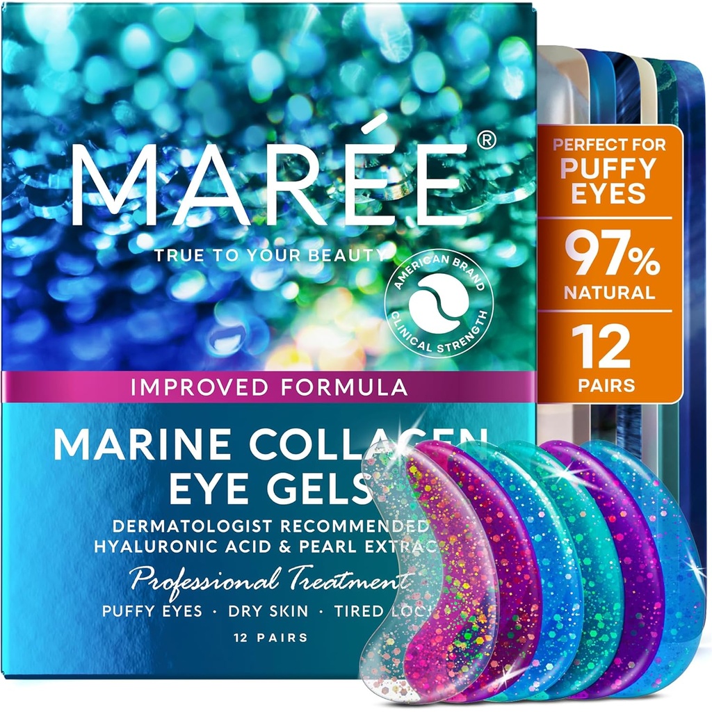 MAREE Eye Gels - Pads Under Eye Patches for Puffy Eyes and Dark Circles with Collagen & Hyaluronic Acid - Anti ryppyjä alle silmänaamiot Ihonhoito Puffiness & Bags - Parches Para Ojeras