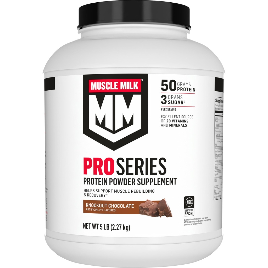 Lihas Milk Pro Series Protein Powder täydennysosa, tyrmäys suklaa, 5 punta, 28 tarjoilua, 50g proteiinia, 3g sokeria, 20 vitamiineja ja kivennäisaineita, NSF Certified urheilu, harjoitus Recovery