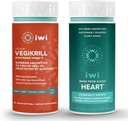 Iwi Life Vegikrill & Heart Omega-3 Bundle, 30 Tarjoilua, Vegan Plant-Based Algae Omega 3, Krill & Fish Oil Alternative, No Fishy Aftertaste
