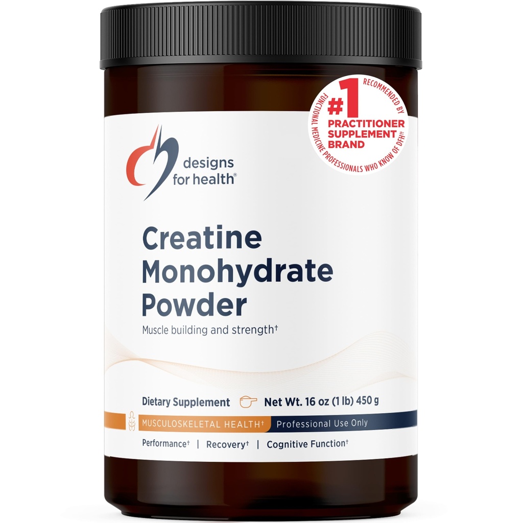 Design för Hälsa Kreatin Monohydratpulver - Unflavored Micronized Kreatinpulver för kvinnor och män att stödja muskelstyrka, träning + hjärnhälsa, ren kreatinmonohydrat 5g (90 portioner)