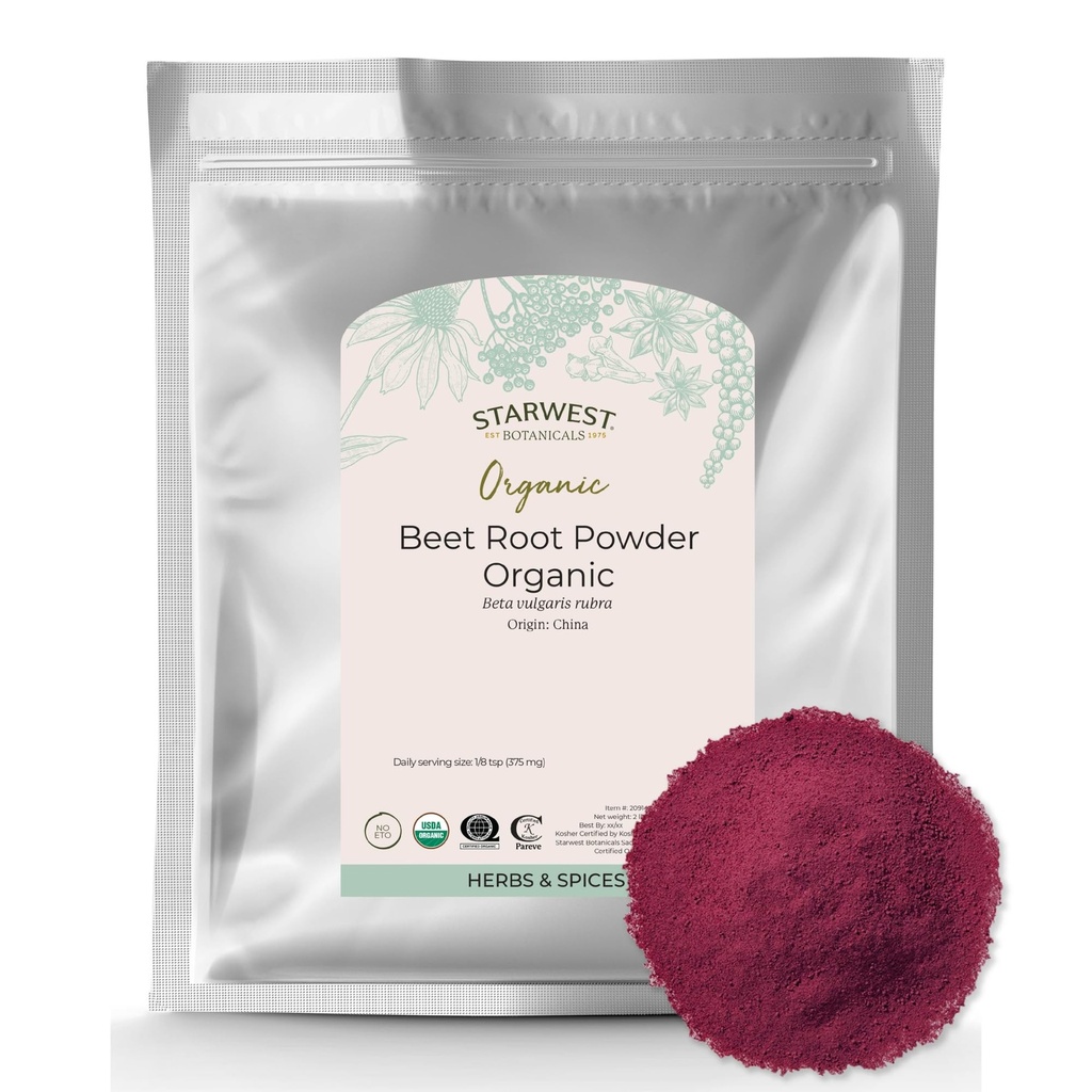 Starwest kasvitieteet Organic Beet Root Powder for Men & Women - Käyttö mehu, Smoothies, & Tea, Natural Energy Support, Ground Beet Root, Certified Kosher, ei-GMO - Bulk 2 kg Bag