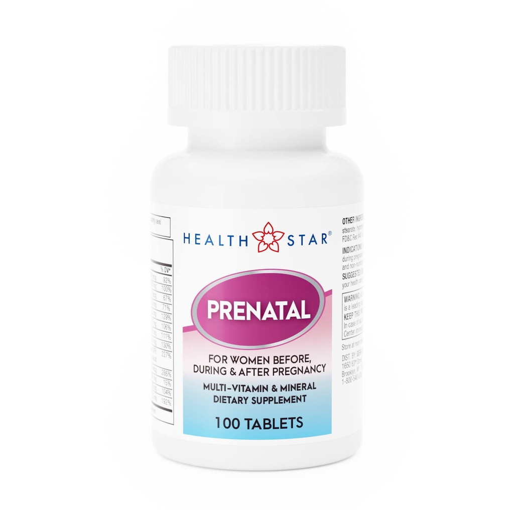 GeriCare Prenatal Multivitamin av HealthStar for Healthy Mom and Baby - Folate + Vitamin C + Vitamin D + Iron + Calcium + B12-100 Tabletter
