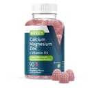 Vitey Kalsium Magnesium Sinkki Gummies D3-vitamiini - Tukee luun terveyttä, hermostoa ja immuuni toimintaa - Kalsium Magnesium Sinkki D3 aikuisille & Teini-ikäisille - GMO vapaa - pureskeltava vadelma Maku