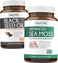 Black Seed Oil & Irish Sea Moss (1-månaders leverans) - Wellness Duo Bundle of Black Seed Oil (60 kapslar) Cold-Pressed Nigella Sativa & Irish Sea Moss (60 kapslar) med Bioperine och Bladderwrack