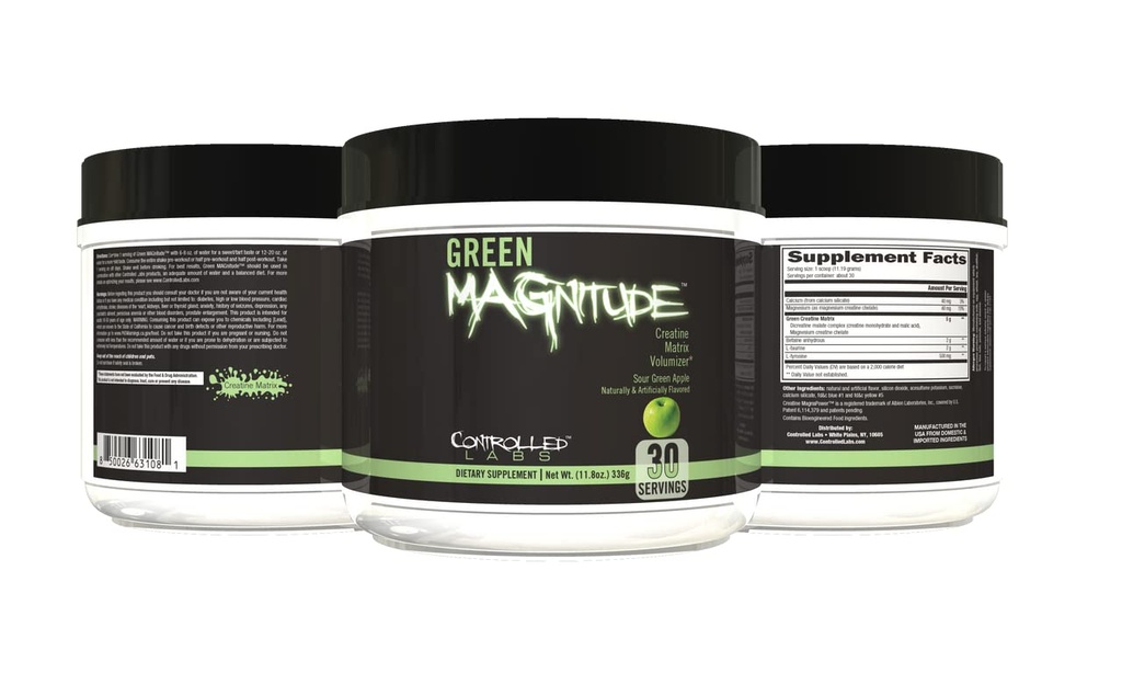 HALLINNOITETTU LABS Green Molecular Supplement, Synergistinen Creatine Formula Powder, edistää vahvuus, kestävyys, ja suorituskyky, (Sour Green Apple, 30 Servings)