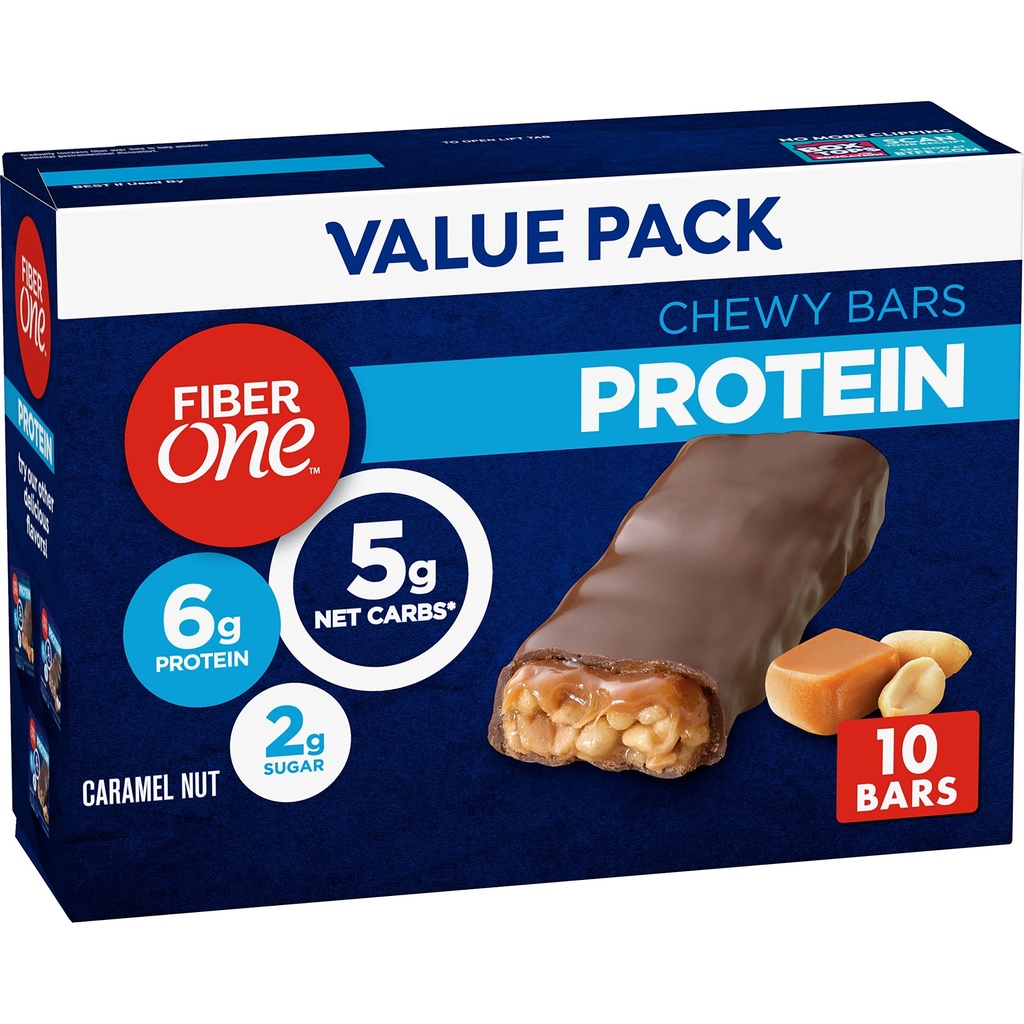 Kuitu Yksi purukuminen proteiinipatukka, karamellipähkinä, proteiinipalat, 10 ct