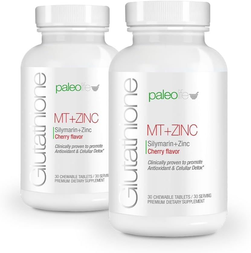 PaleoLife Premium Glutatione + Milk Thistle + Sinkki - 60 purutablettia, kirsikka maku (2-pakkaus)