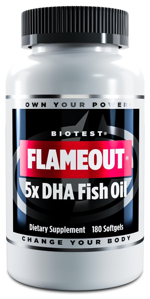 Biotest Flameout 5X DHA fiskolja, 60 portioner - 4200mg Omega-3-180 Softgels