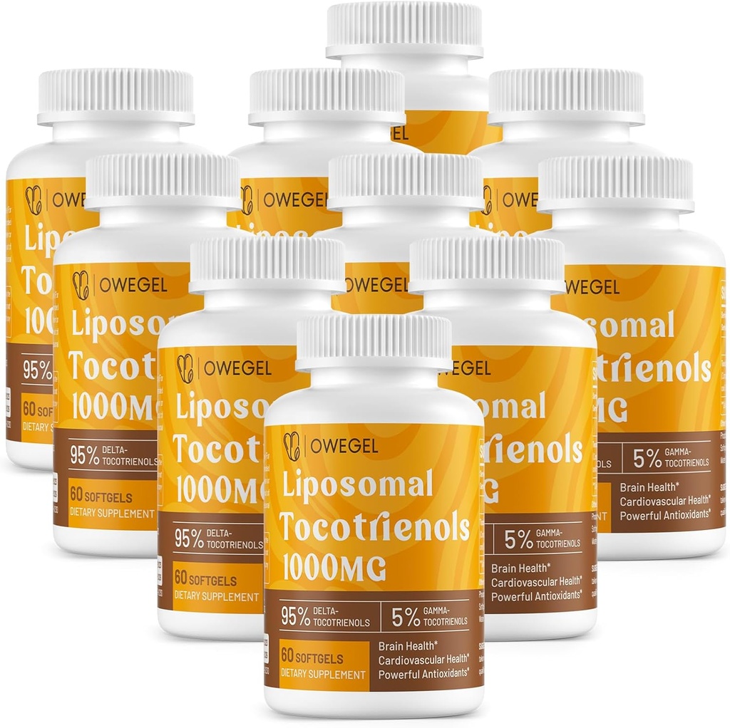 Liposomaaliset tokotrienolit 1000 mg - korkea hyötyosuus E-vitamiini Tokotrienolit täydentää, 95% Delta & 5% Gamma Tokotrienoli kapselit Tuki iho, luu, antioksidantti,600 Softgels