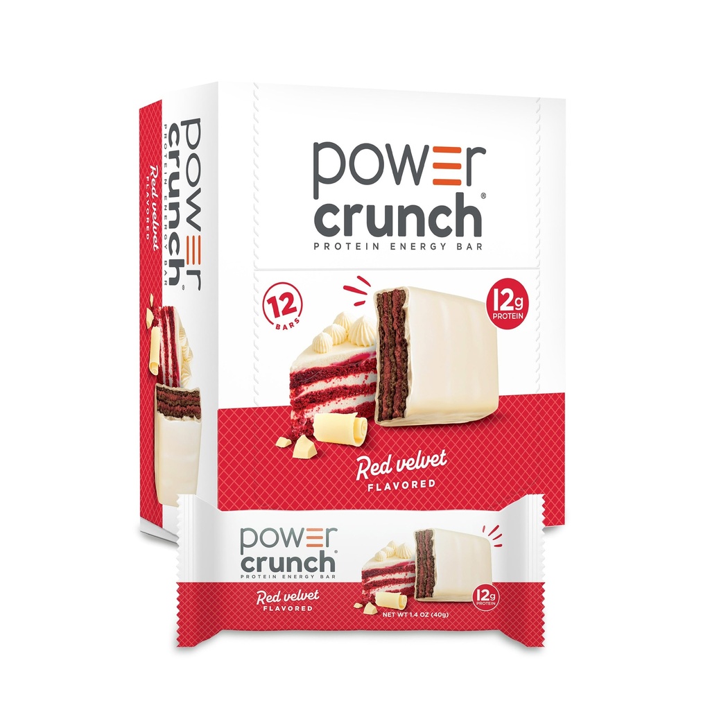 Power Crunch Protein Wafer Bars, High Protein Snacks med läckra smak, Red Velvet, 1.4 Ounce (12 greve)