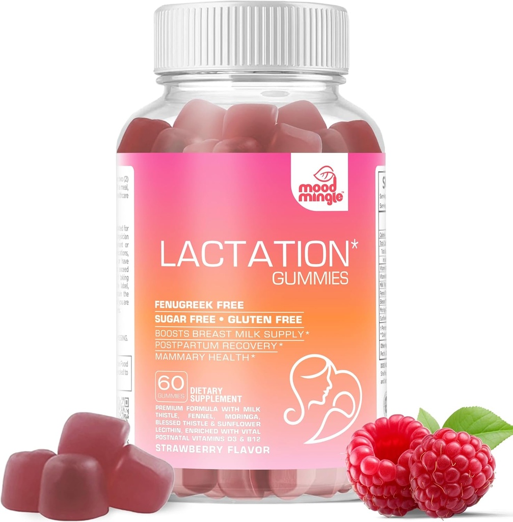 Imetys ja synnytyksen jälkeinen tuki Gummies - siunattu Thistle, Fenkoli siemen, maito Thistle, Moringa, Auringonkukan lesitiini, D3-vitamiini ja B12 - lisätä maidon tarjonnan maidontuotanto