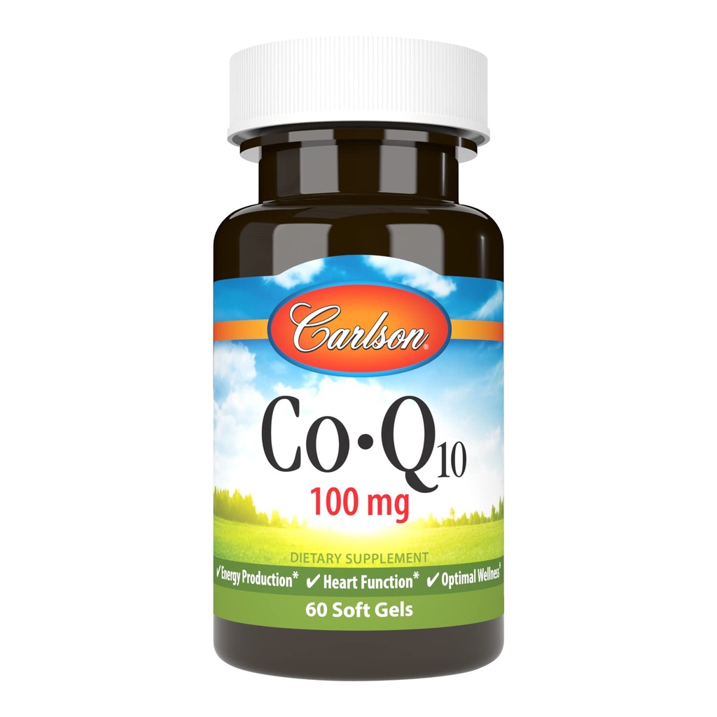 Carlson - Co-Q10, 100 mg, energian tuotanto & sydäntoiminto, 60 Softgels