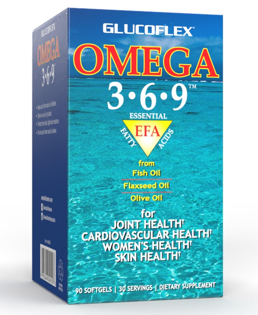 vGlucoflex Omega 3-6-9, EPA/DHA Fish Oil for Joint Health, 30 annosta