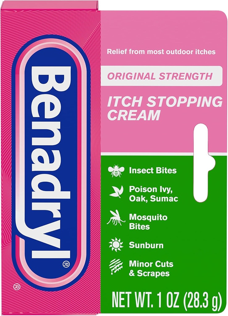Benadryl Original Strength Itch Cream, Difenhydramiini HCl Uutinen Analgesic & Sinkki Acetate ihonsuojain, helpotus Most Outdoor kutinat, 1 oz (Pack of 6)