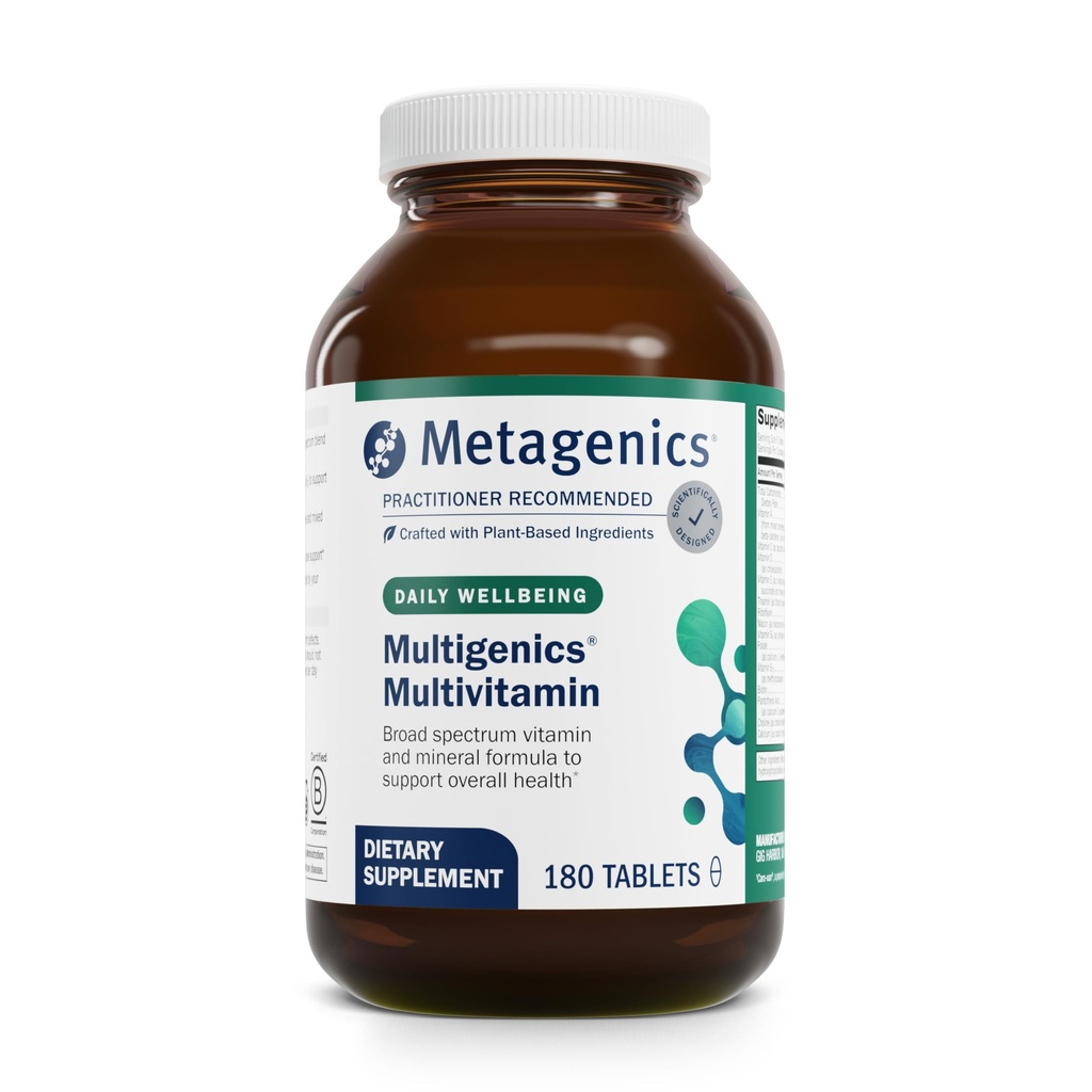 Metagenics Multigenics Multivitamin - Daglig Multivitamin med Beta-Carotene, Folic Acid, Calcium & Magnesium - Stöder Ben, Hjärta, Immune & Cellular Hälsa * - Non-GMO, Gluten-Free - 180 tabletter