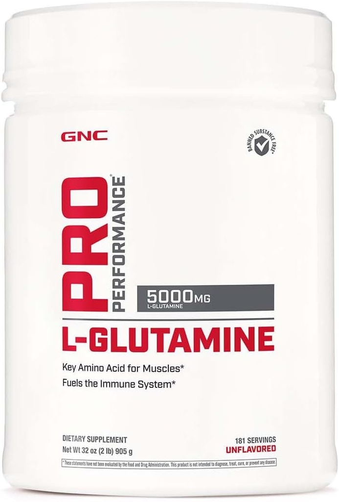 GNC Pro Performance L-glutamiini 5000 mg, Aminohappo täydentää jauhe, tukee lihasten Recovery & Fuels Immuno System, Plays avain rooli proteiinisynteesi, makuamaton, Gluteeniton, 181