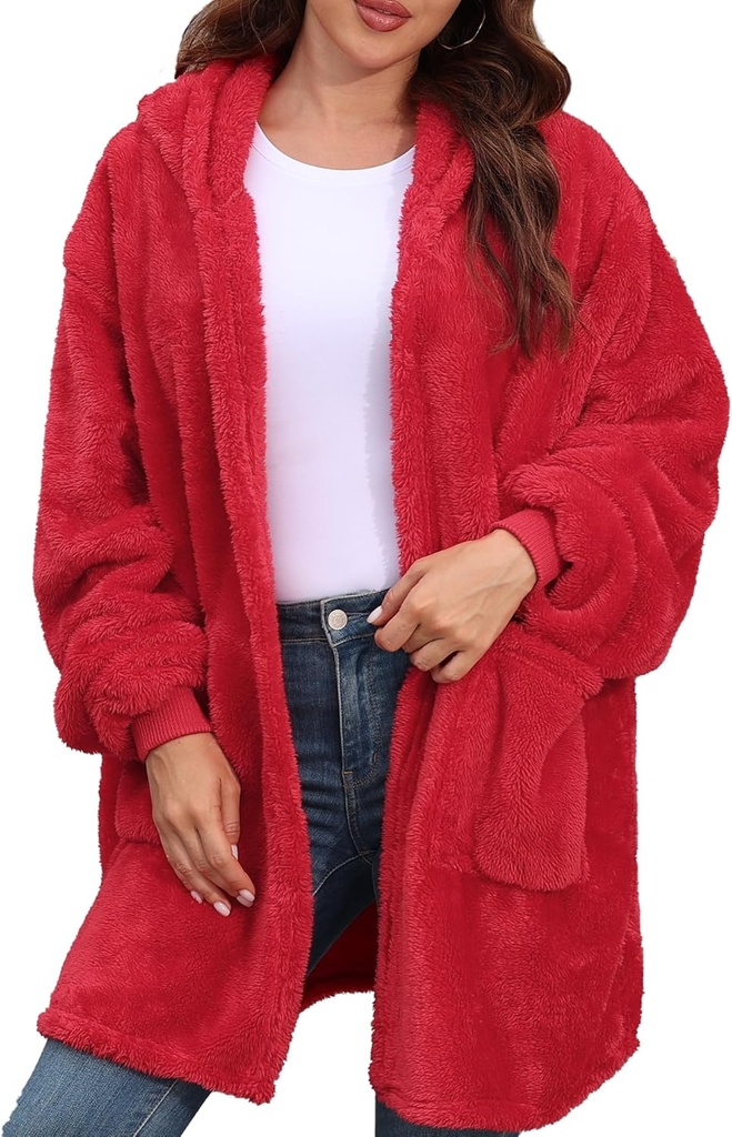 Argstar Hooded Cardigan naisille ja miehille, Ylisuuri hikipaita Fuzzy Fleece Blanket Hoodie Jacket - Yksi koko sopii kaikki