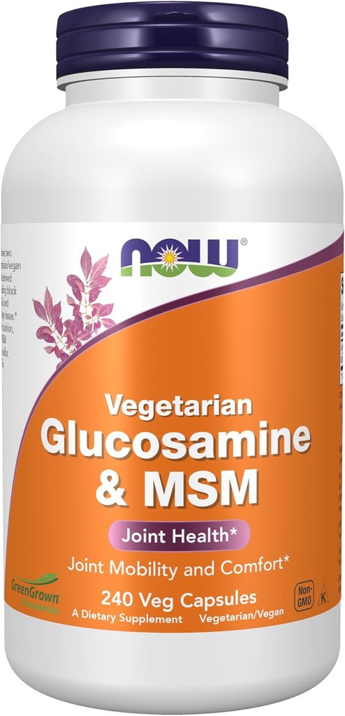 NYT Ruokalisät, Glukosamiini ja MSM (GreenGrown® Glukosamiini), Kasvisruoka, 240 Veg-kapselia