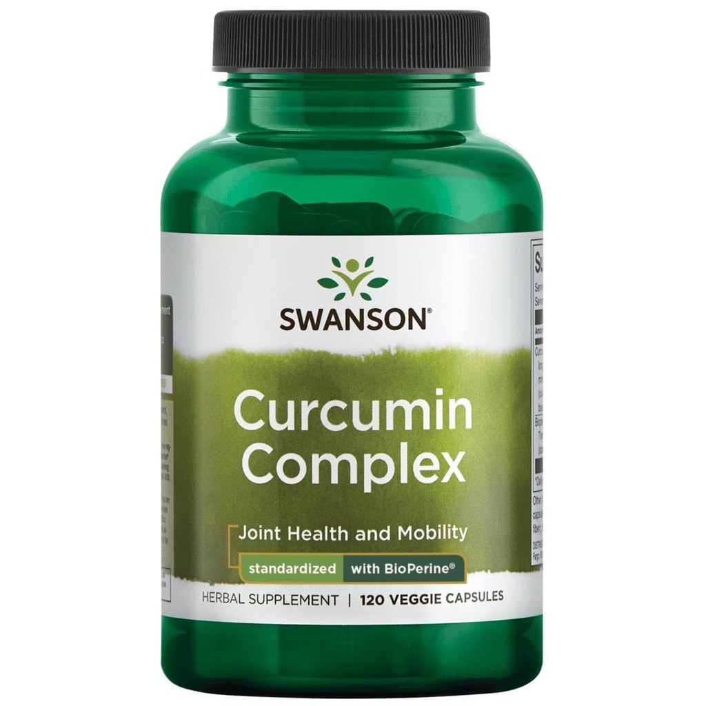 Swanson Curcumin Complex - kasviperäisten täydentää tukee yhteistä terveyttä, liikkuvuutta ja fyysistä toimintaa - Standardoitu BioPerine maksimaalinen absorptio - (120 kasviskapselit)