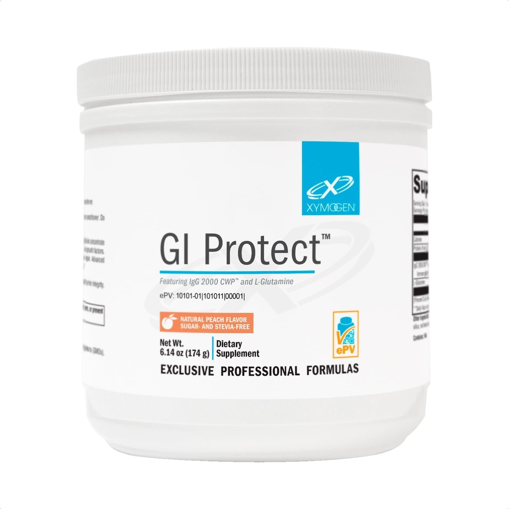 XYMOGEN GI Protect - IgG Immunoglobuliini L-Glutamiini Powder Supplement - Tukee GI Lining + Gut Health, Sytokine Balance, Immuno Health + kudos korjaus, sokeri & Stevia ilmaiseksi - Peach Flavor (6.14 oz)