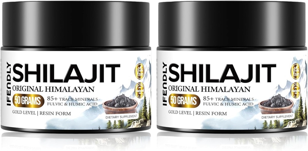 Shilajit Organic 600 mg Maksimiteho Gold Grade Shilajit Hartsi Shilajit Supplement Natural Authentic with 85+ Trace Minerals & Fulvic Acid for Energy, Immuniteetti, 50 grammaa (2 pakkaus)