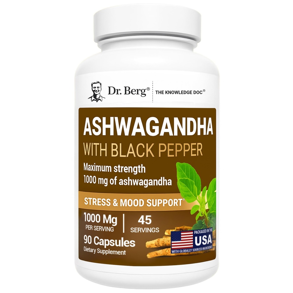 Tri Berg Ashwagandha kapselit 1000mg - Sisältää Ashwagandha Root Black Pepper Bioperine - Ashwagandha täydentää 90 kapselia