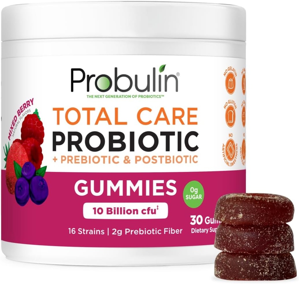 Kokonaishoito Probiootti + Prebiootti + Postbiootti Gummies - Mixed Berry 30ct
